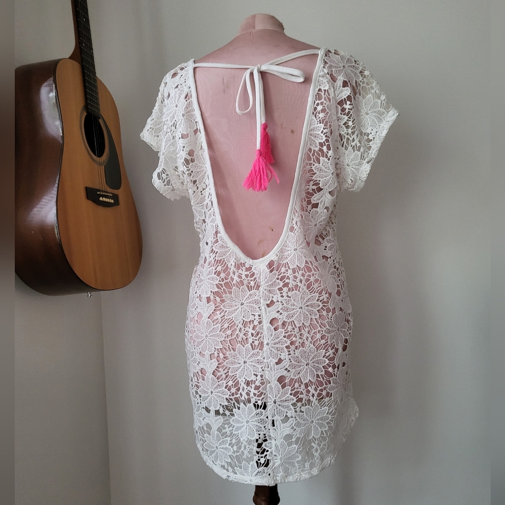 Xhilaration Crochet Lace Cover Up Mini Dress S